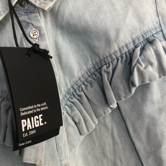 PAIGE Lydra light blue denim button down LS shirt - Picture 4 of 6
